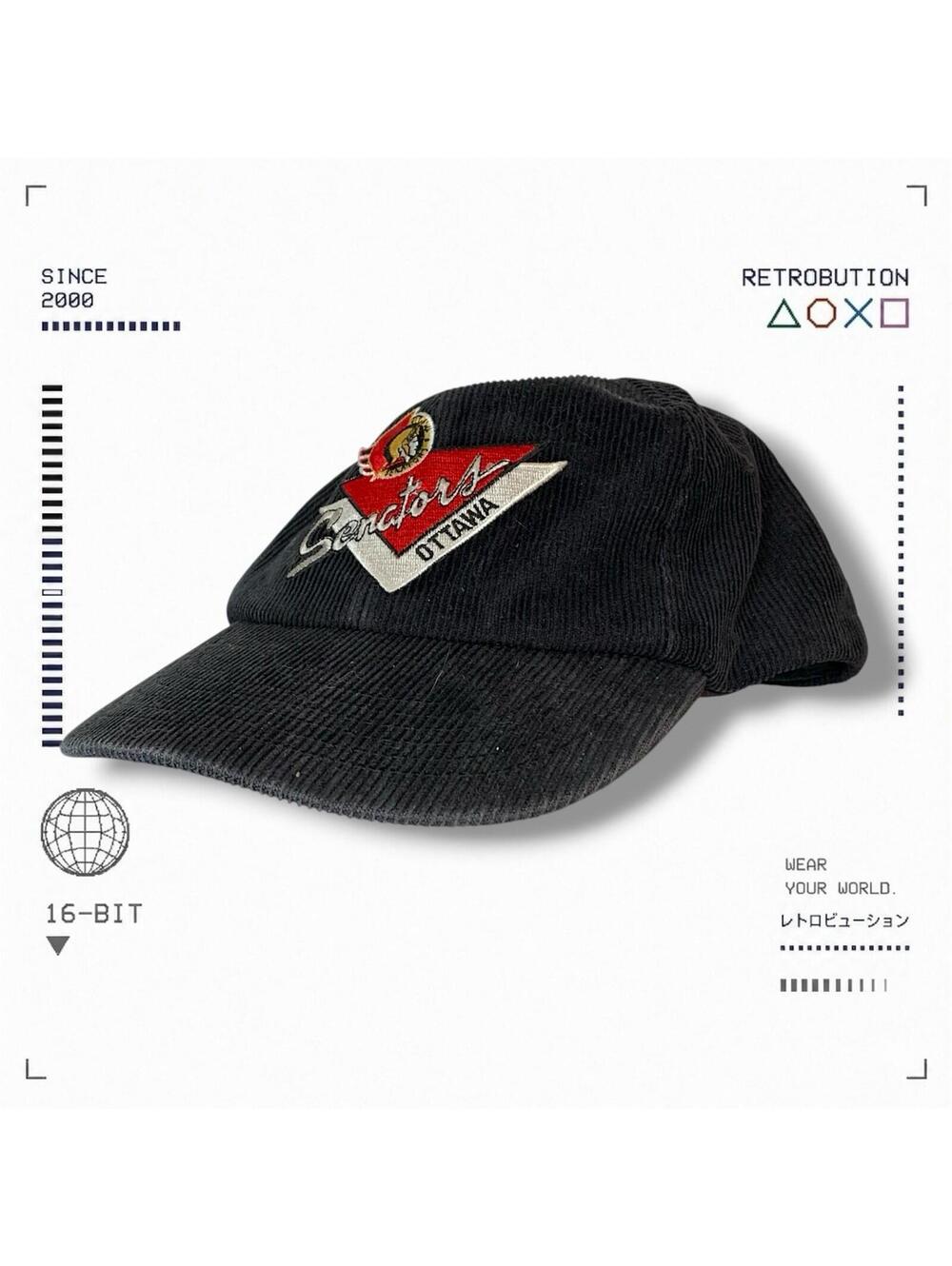 Vintage 90s Ottawa Senators NHL Corduroy Baseball Hat Black